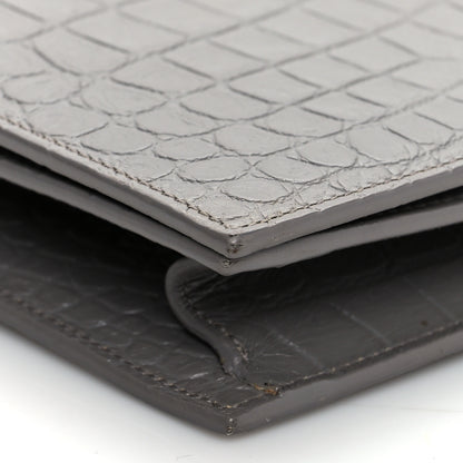 Saint Laurent Croc Embossed Calfskin Classic Kate Monogram Clutch Fog 8 of 10