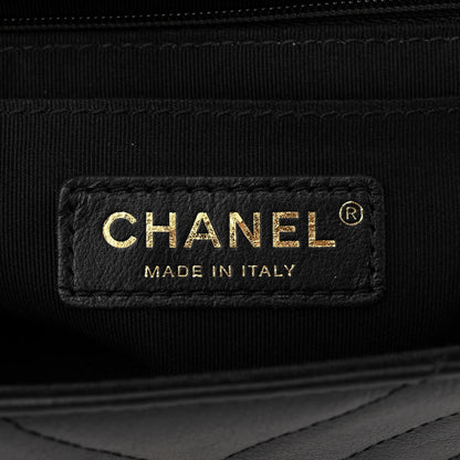 Chanel Calfskin Chevron Quilted Medium Statement Flap Black 6 of 10