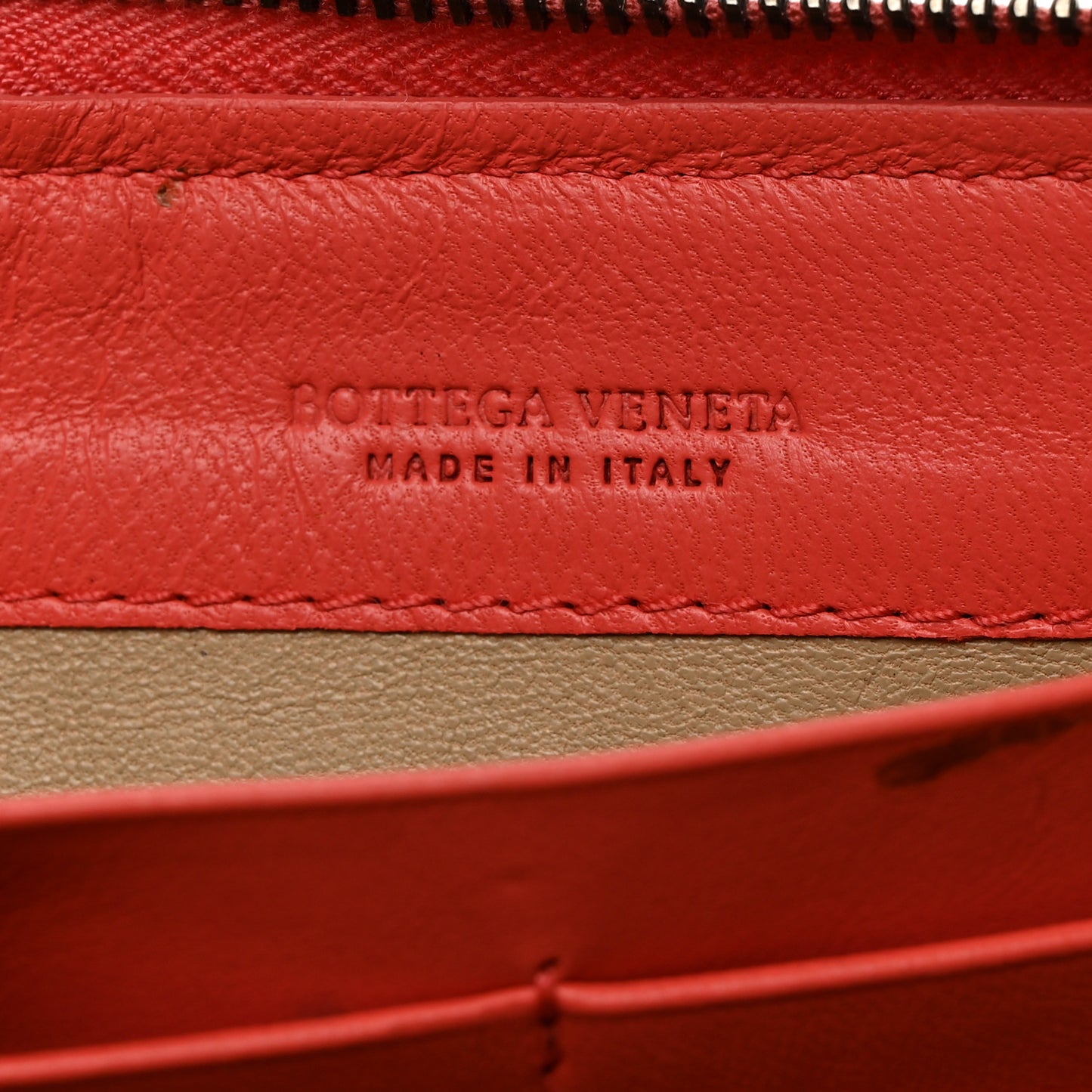Nappa Intrecciato Half Zip Around Wallet Magma