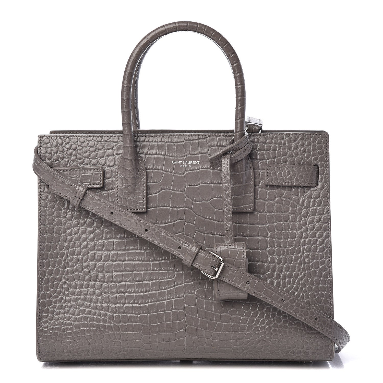 Saint Laurent Calfskin Crocodile Embossed Baby Sac De Jour Fog 1 of 17