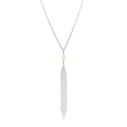 Tiffany Sterling Silver Pearl Elsa Peretti Mesh Pendant Necklace 1 of 4