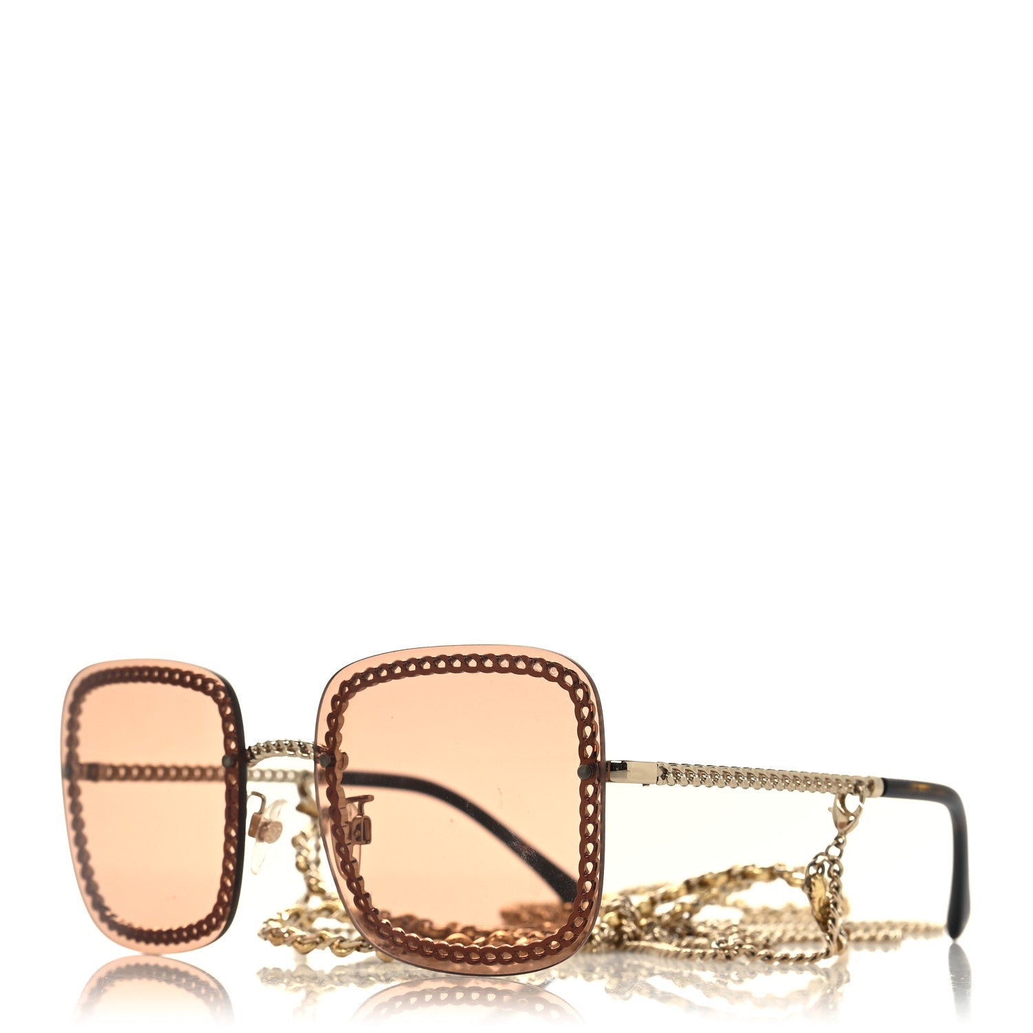 Chanel Metal Removable Chain Square Sunglasses 4244 Light Brown 1 of 6