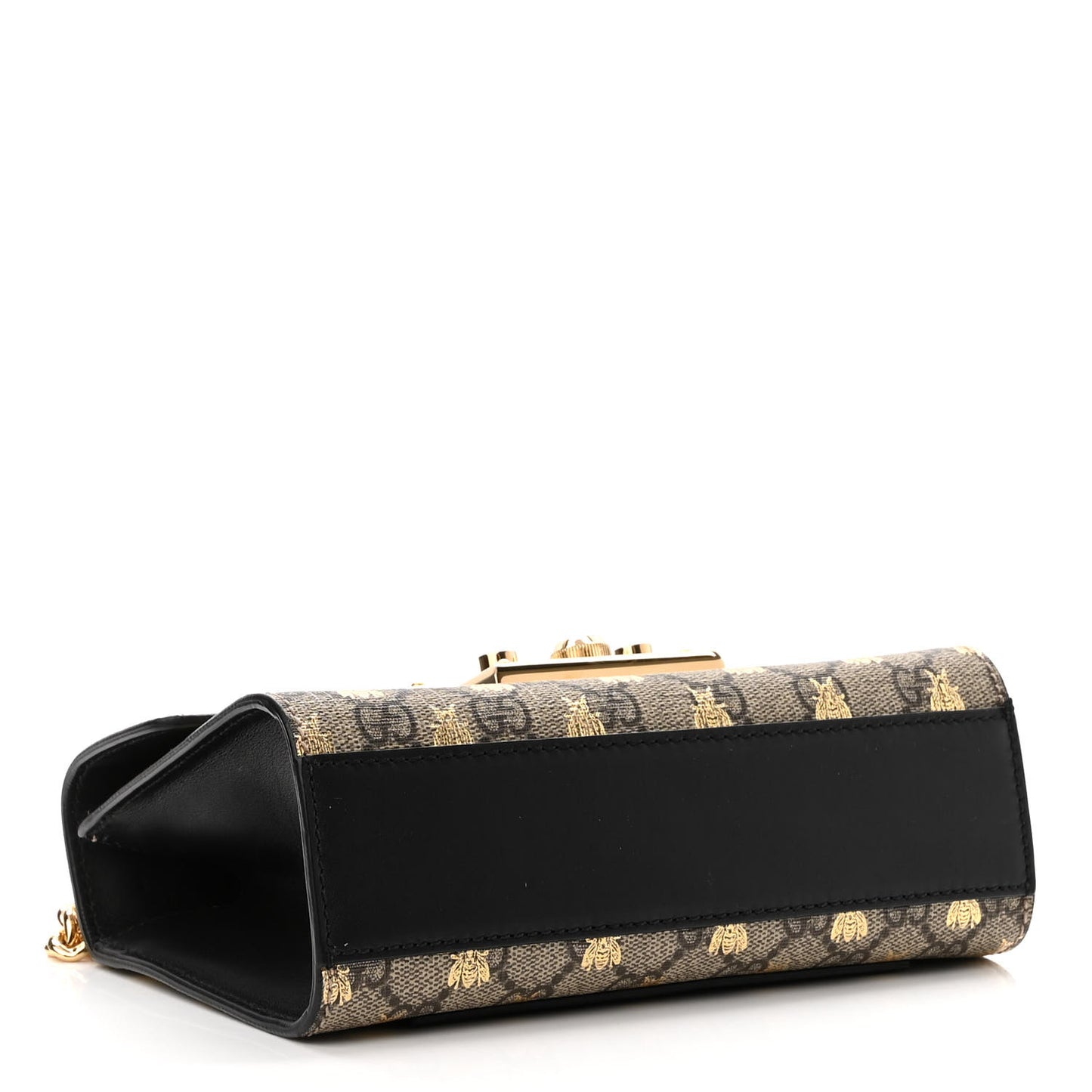 GG Supreme Monogram Bees Small Padlock Shoulder Bag Black
