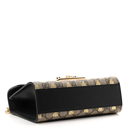 Gucci GG Supreme Monogram Bees Small Padlock Shoulder Bag Black 4 of 11