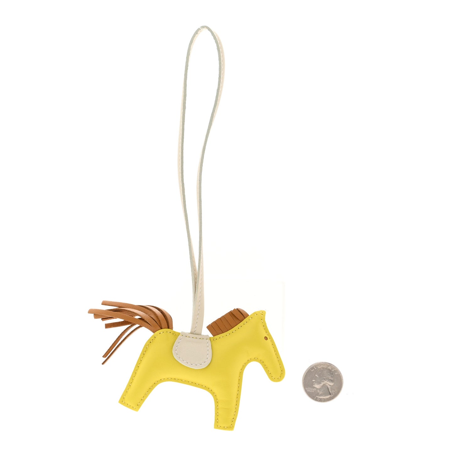 Milo Lambskin Grigri Rodeo Horse Bag Charm PM Lime Sesame Craie