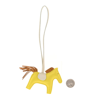 Hermes Milo Lambskin Grigri Rodeo Horse Bag Charm PM Lime Sesame Craie 2 of 6