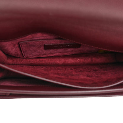 Saint Laurent Calfskin Monogram Medium Sunset Satchel Rouge Legion 6 of 15