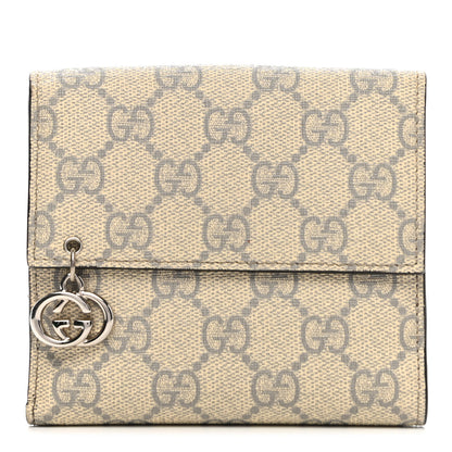Gucci GG Supreme Monogram GG Pierce French Flap Wallet Ecru Grigio 1 of 9