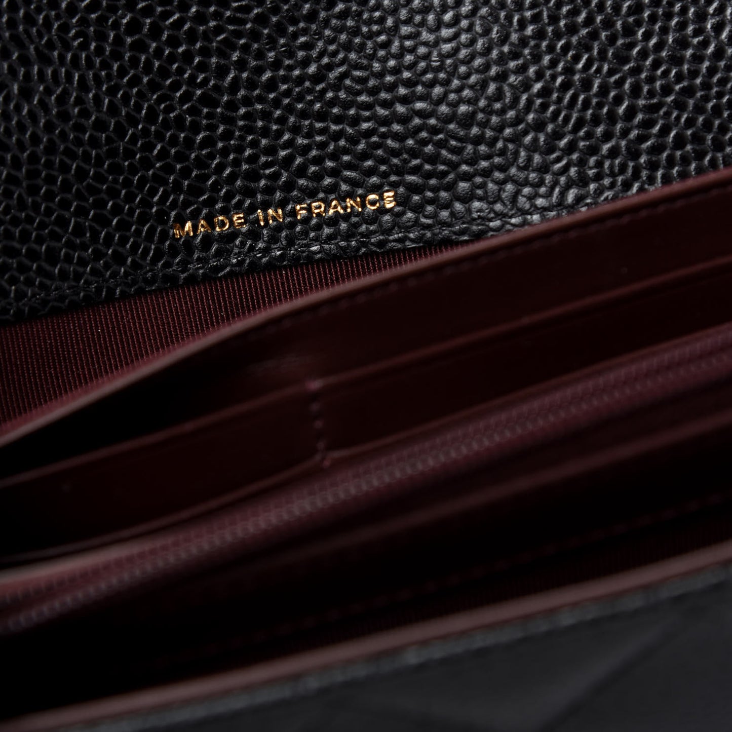 Caviar Quilted Large Gusset Flap Wallet Black