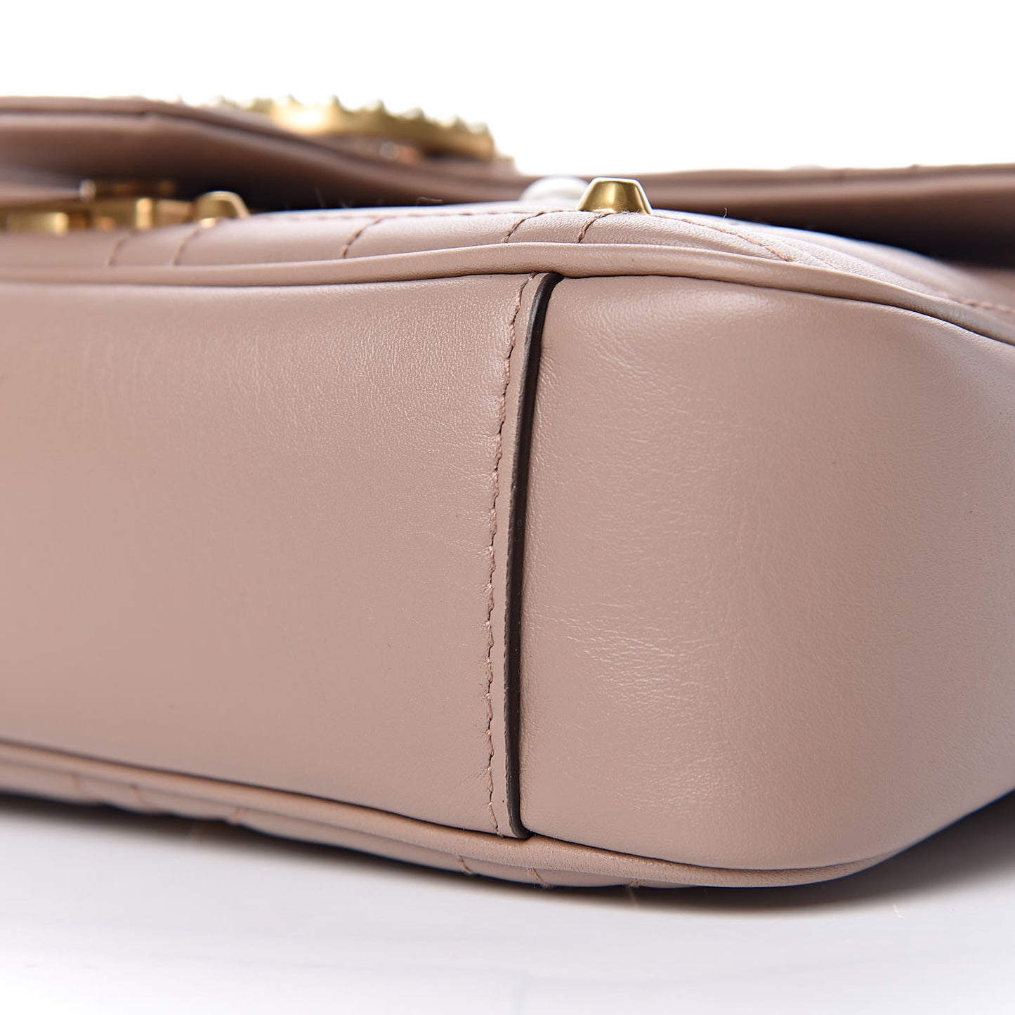 Calfskin Matelasse Studded Mini Pearly GG Marmont Shoulder Bag Porcelain Rose
