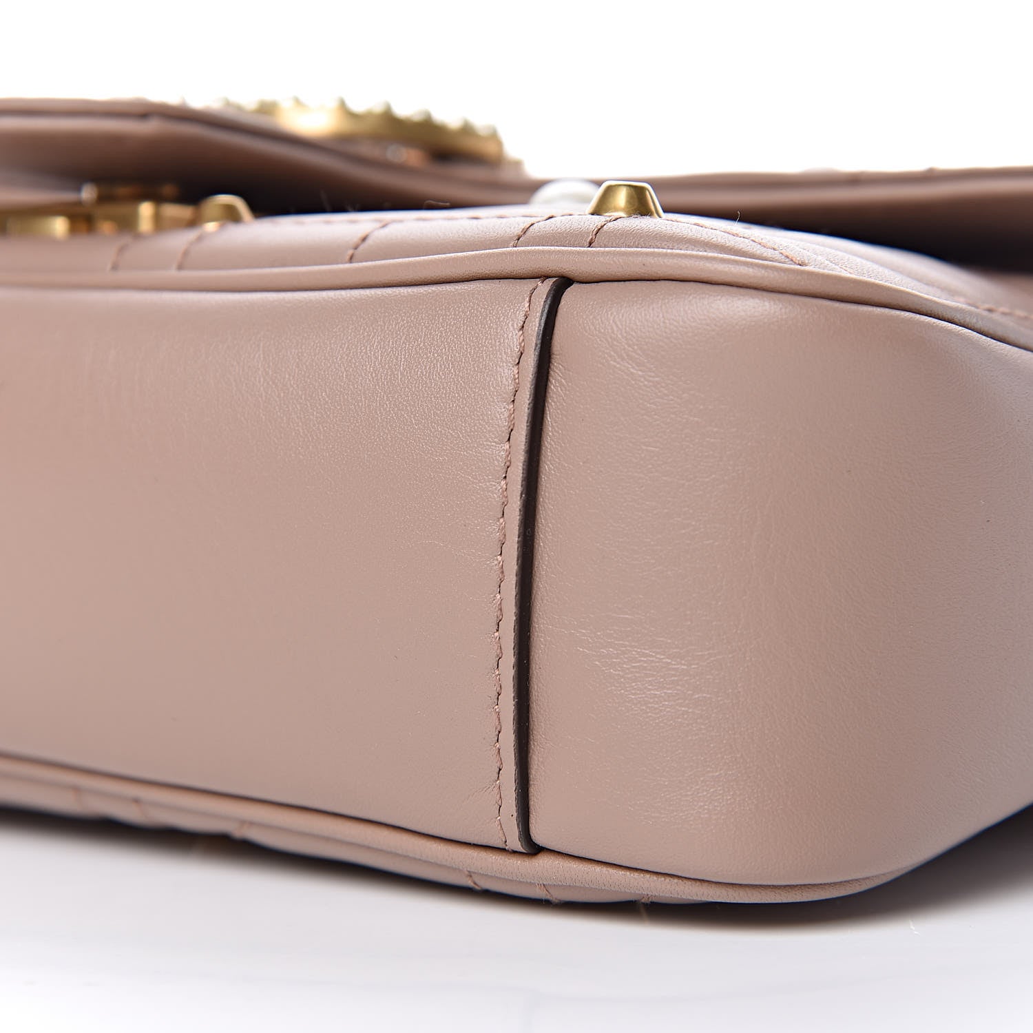Gucci Calfskin Matelasse Studded Mini Pearly GG Marmont Shoulder Bag Porcelain Rose 9 of 9