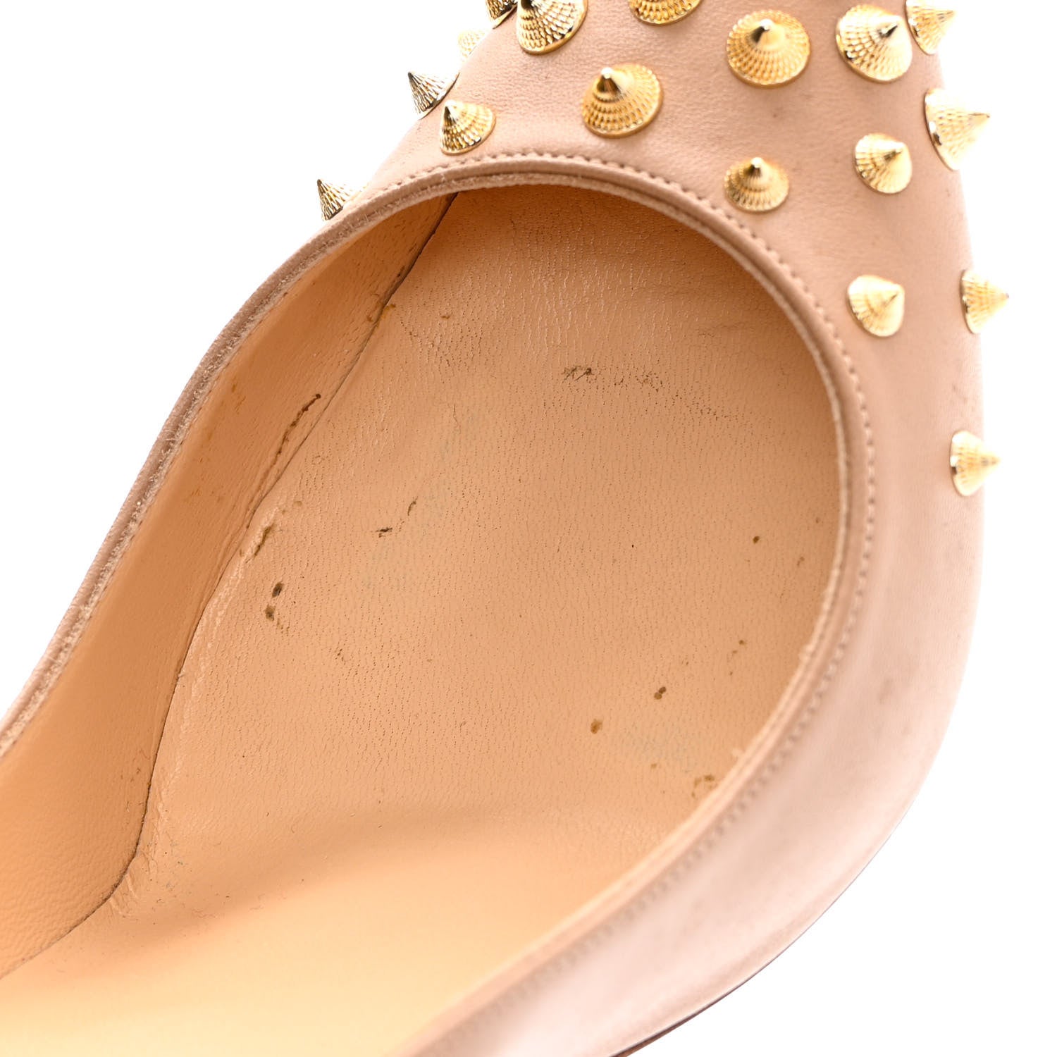 Christian Louboutin Nappa Spikyshell 100 Pumps 38.5 Nude Gold 12 of 14