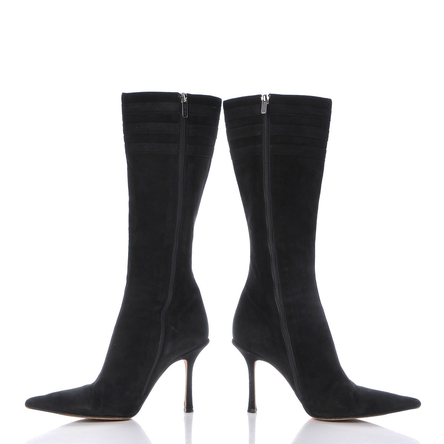 Jimmy Choo Suede Gloria Fringe Boots 38.5 Black 5 of 13