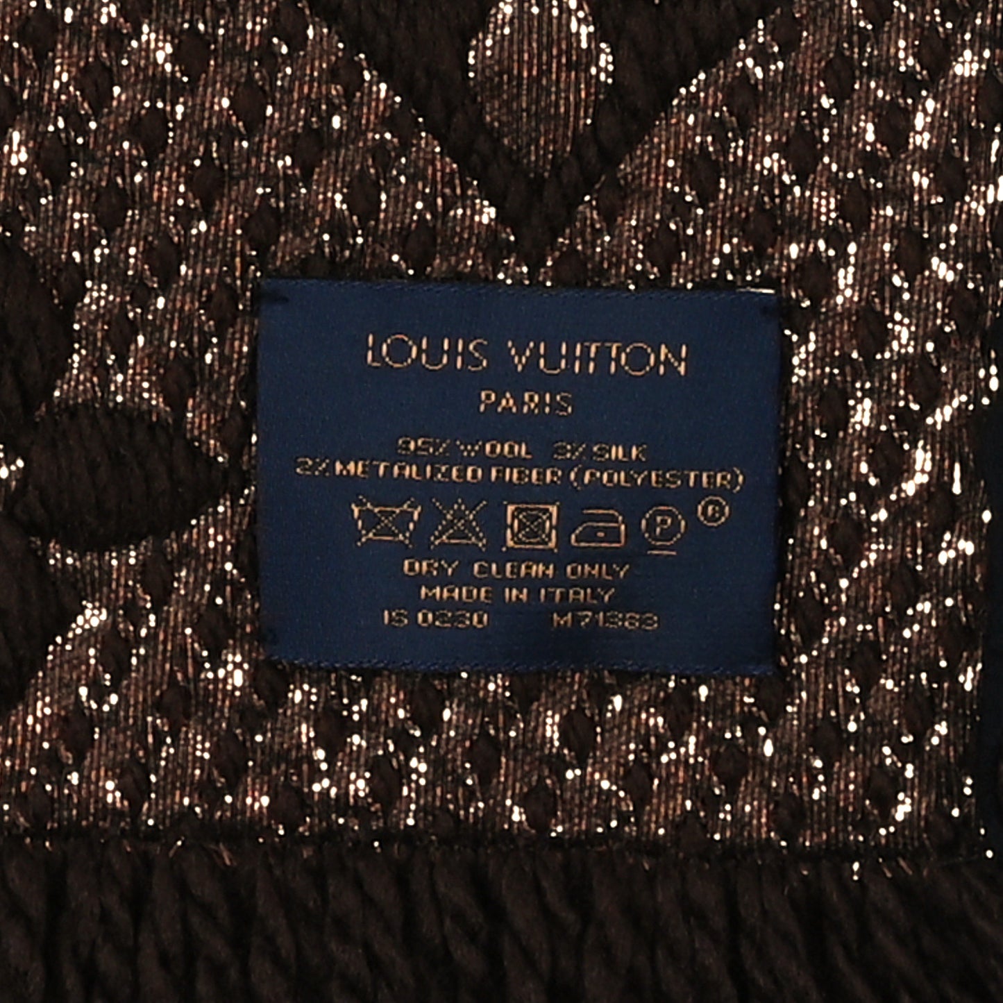 Wool Silk Logomania Shine Scarf Marron
