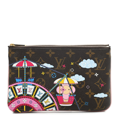 Louis Vuitton Monogram 2020 Christmas Animation Big Wheel Double Zip Pochette Rose Ballerine 1 of 9