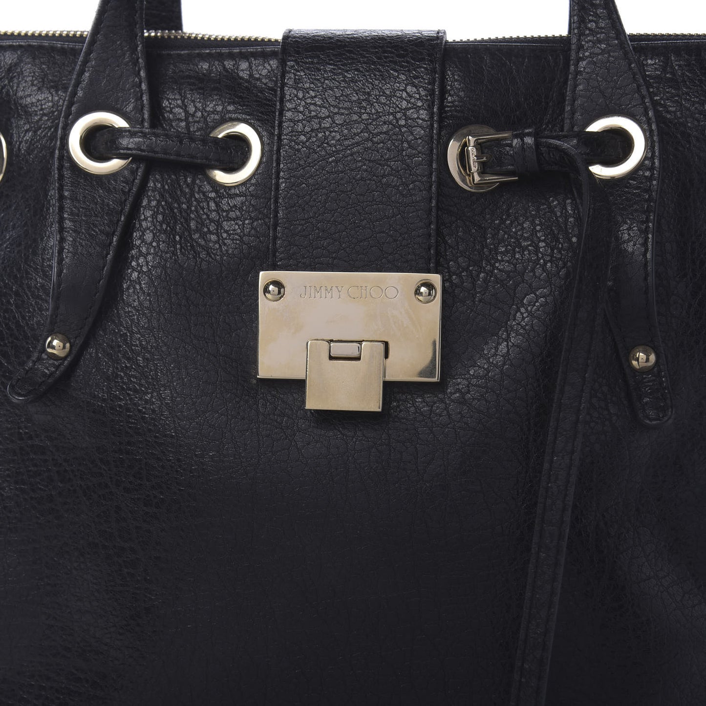 Grainy Calfskin Small Rhea Tote Black