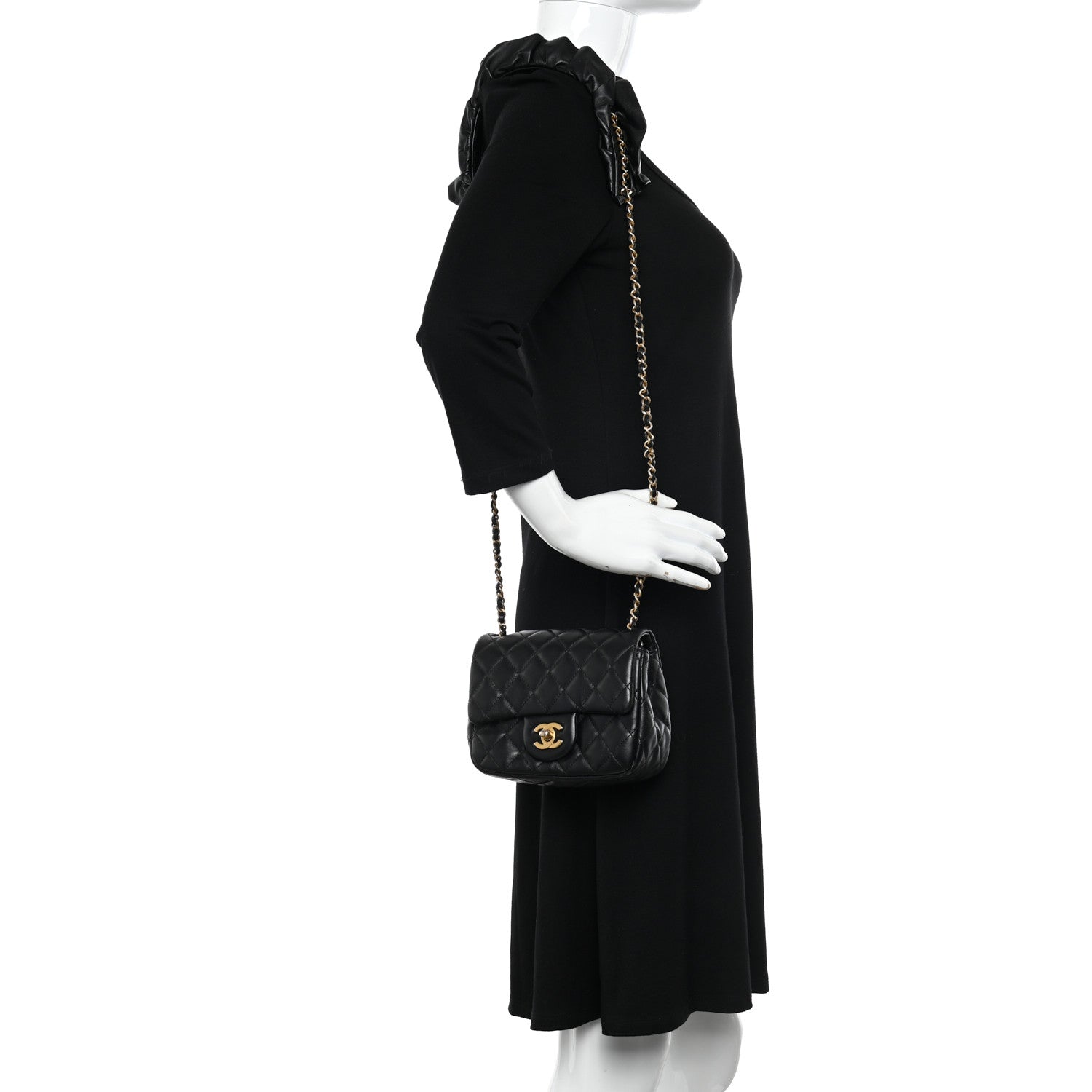 Chanel Lambskin Quilted Mini Romance Square Flap Black 2 of 12