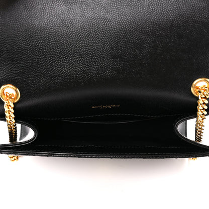 Saint Laurent Grain De Poudre Textured Mixed Matelasse Triquilt Small Monogram Satchel Black 5 of 11