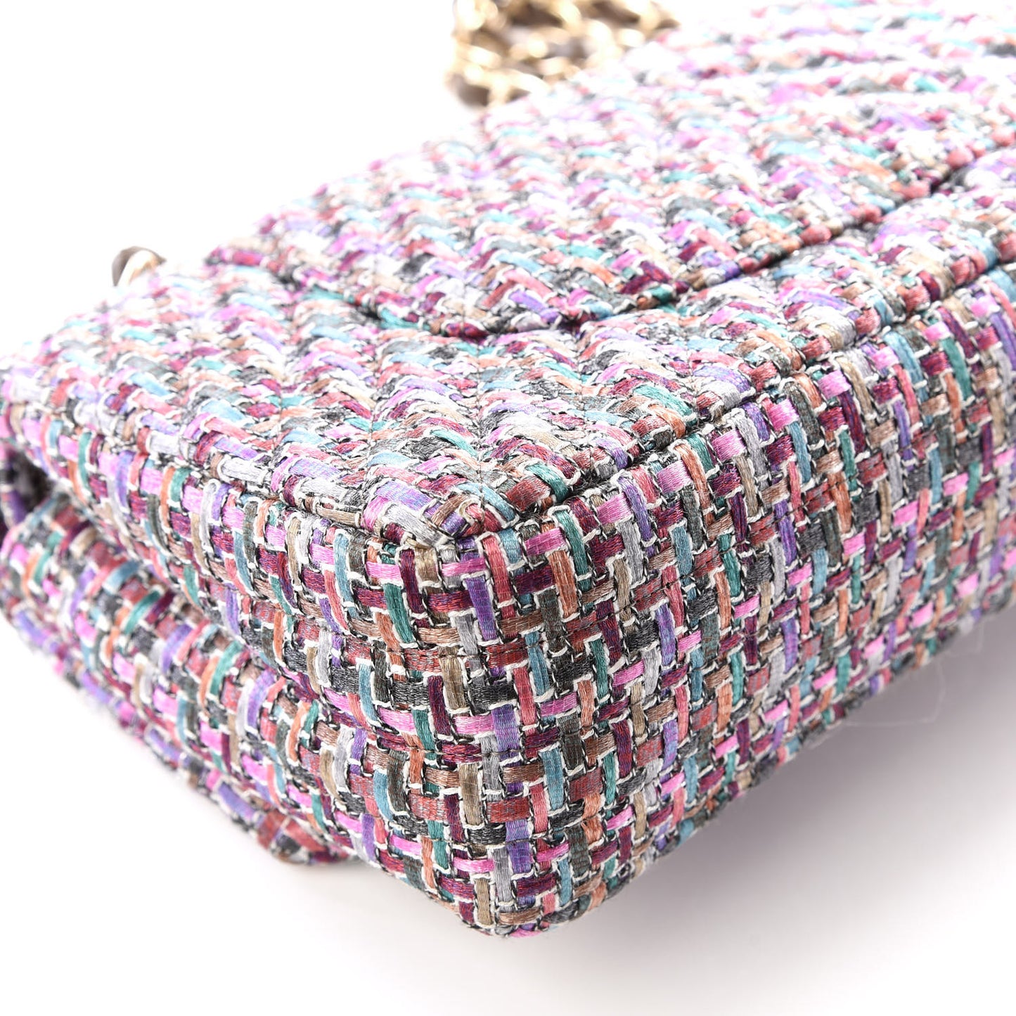 Tweed Quilted Medium Double Flap Burgundy Lilac Multicolor