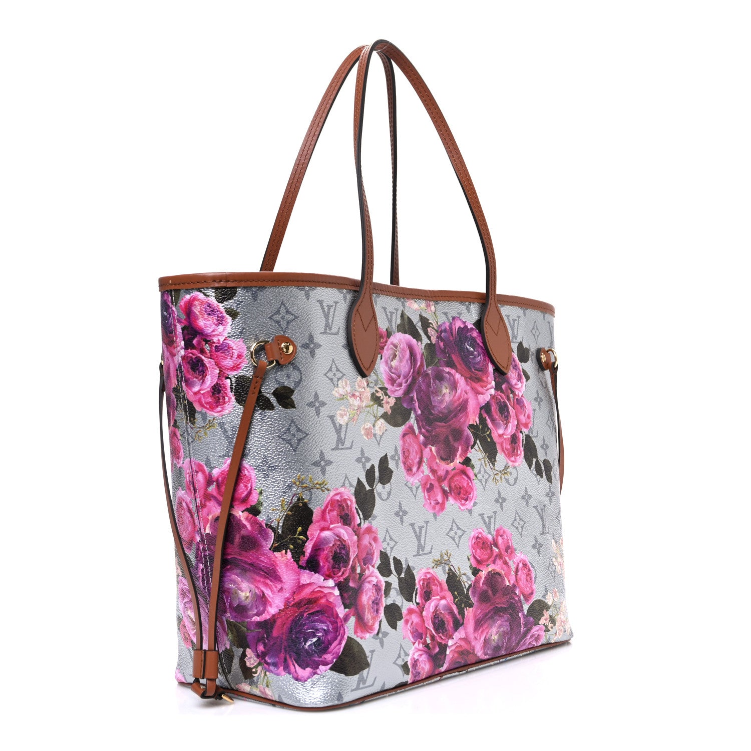 Louis Vuitton Metallic Monogram LV Garden Neverfull MM Silver 4 of 10