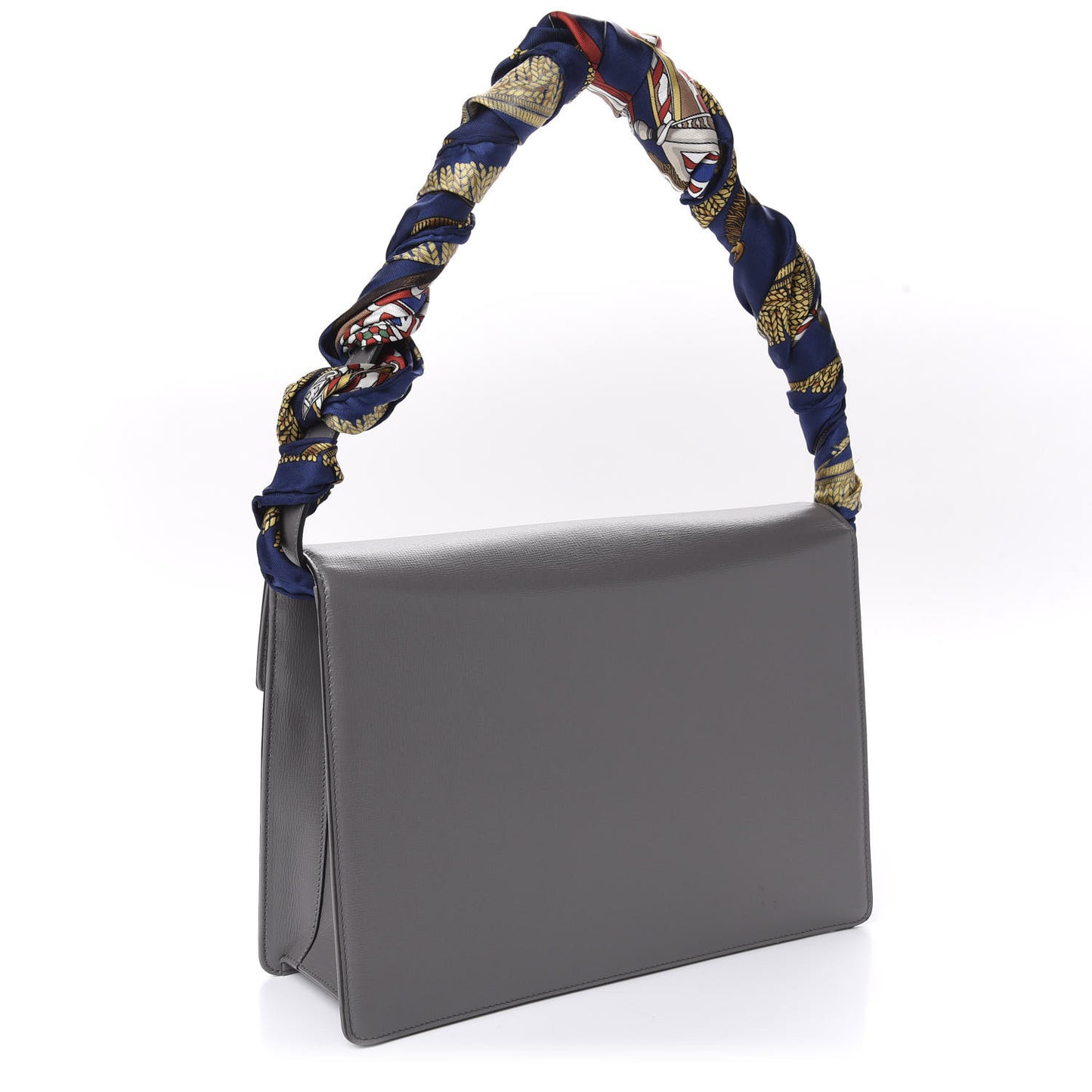 Textured Calfskin Silk Scarf Medium Torchon GG Ring Shoulder Bag Grey