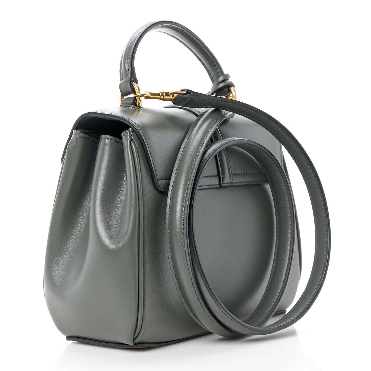 Satinated Calfskin Mini 16 Top Handle Bag Grey