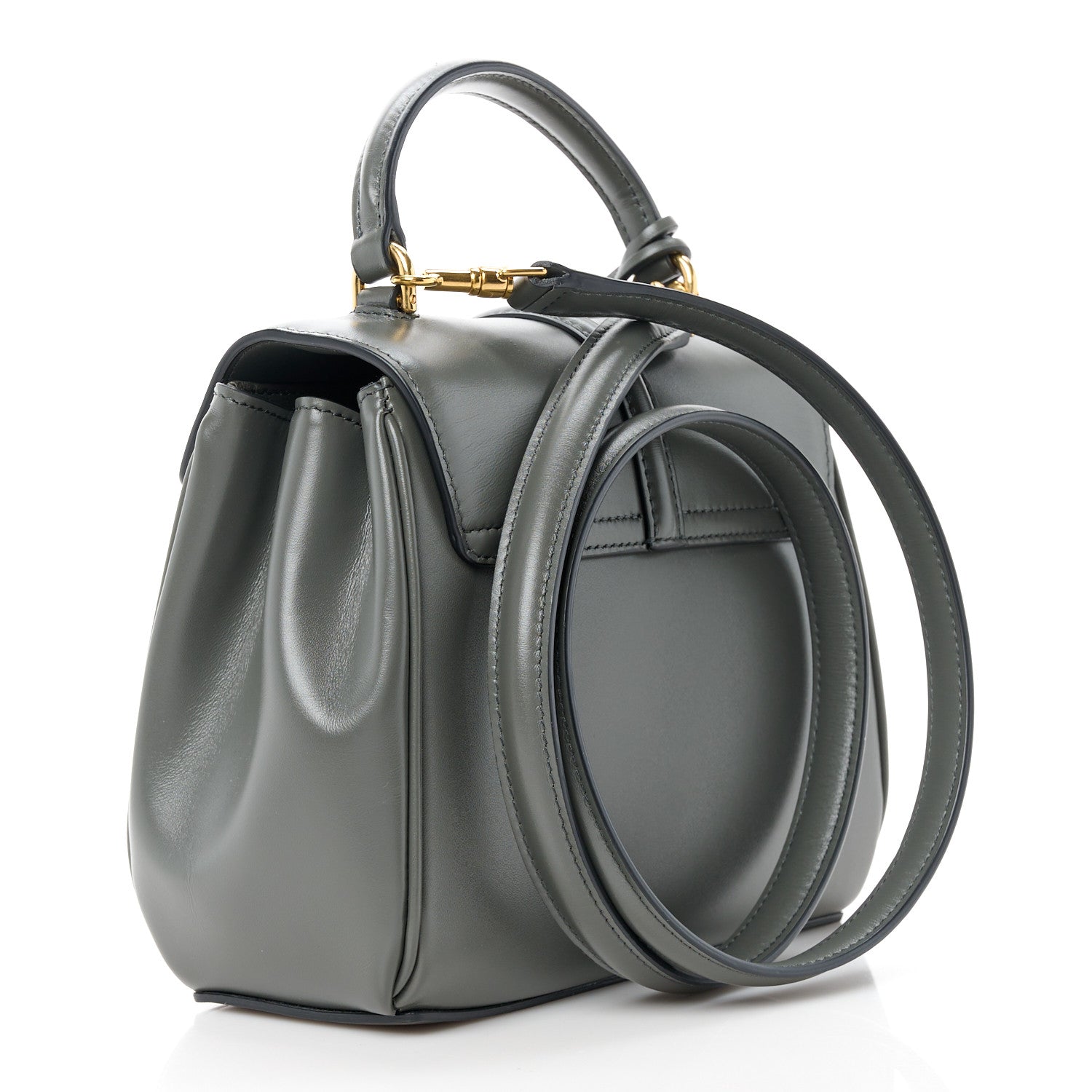 Celine Satinated Calfskin Mini 16 Top Handle Bag Grey 3 of 13
