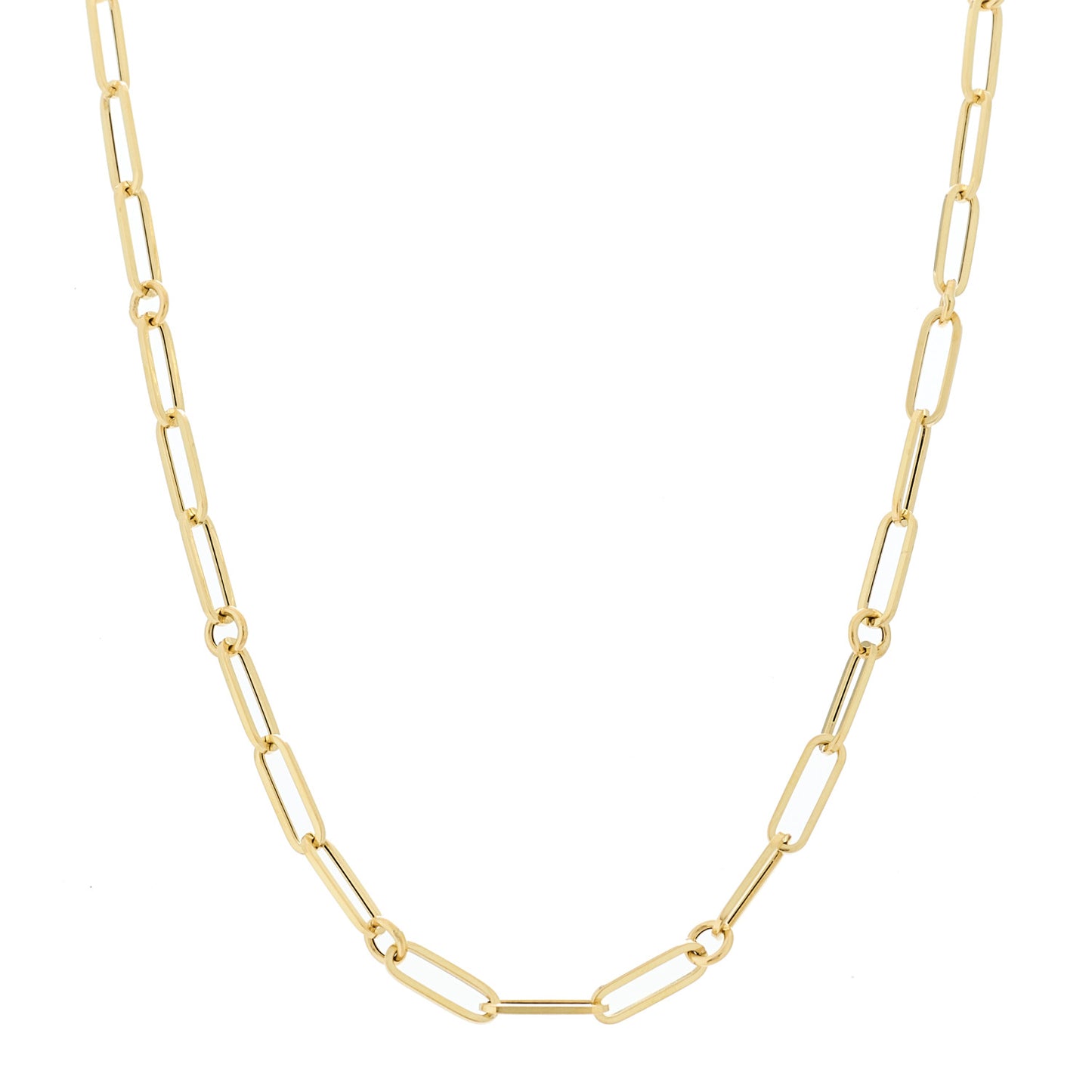 18K Yellow Gold Paper Clip Link Necklace