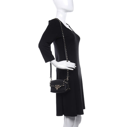 Valentino Garavani Vitello Mini Rockstud Flap Saddle Crossbody Bag Black 2 of 8