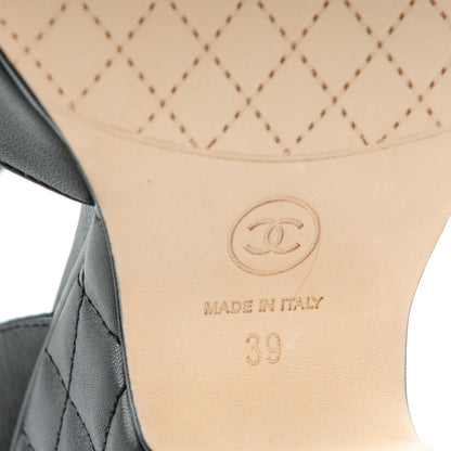 Chanel Lambskin Quilted Chain CC Wedge Sandals 39 Black 6 of 8