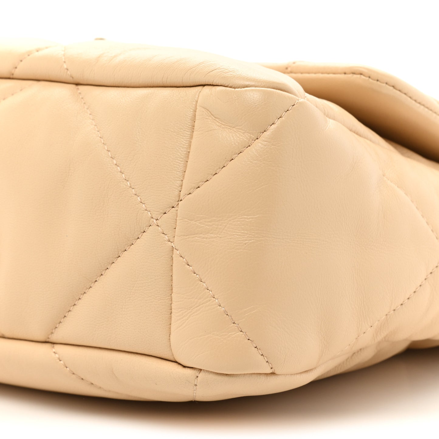 Goatskin Quilted Large Chanel 19 Flap Beige