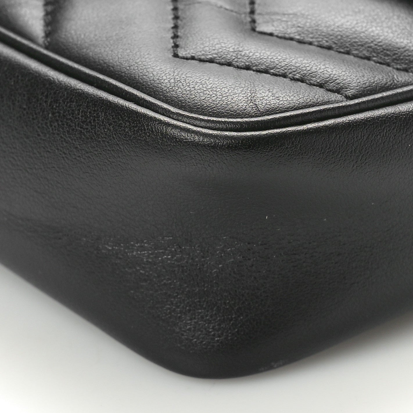 Gucci Calfskin Matelasse Super Mini GG Marmont Shoulder Bag Black 9 of 10