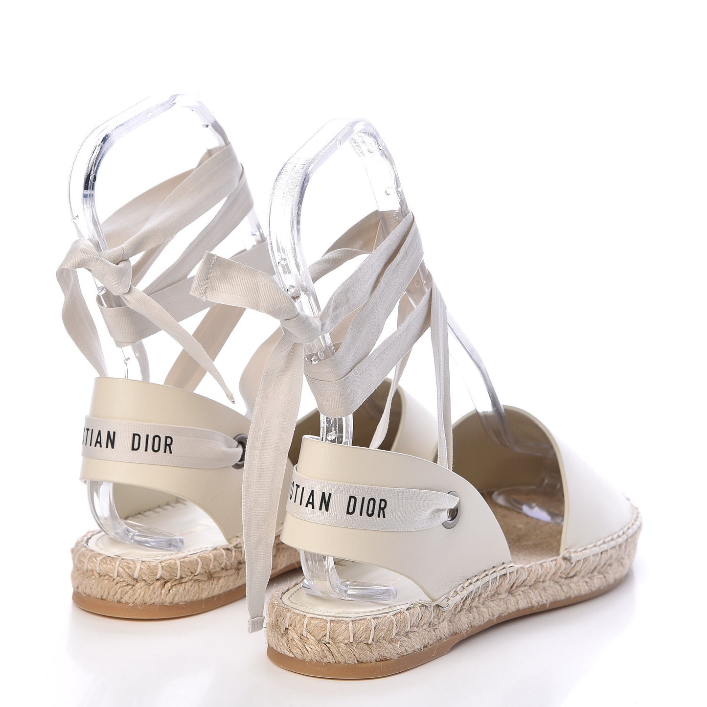 Calfskin Nicely-D Ankle Tie Espadrilles Flats 39 Off White