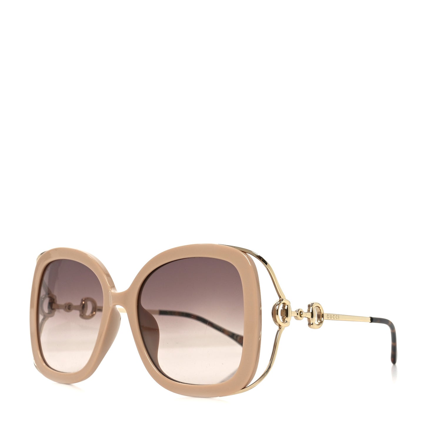 Acetate Horsebit Square Frame Sunglasses GG1021S Pink Tortoise