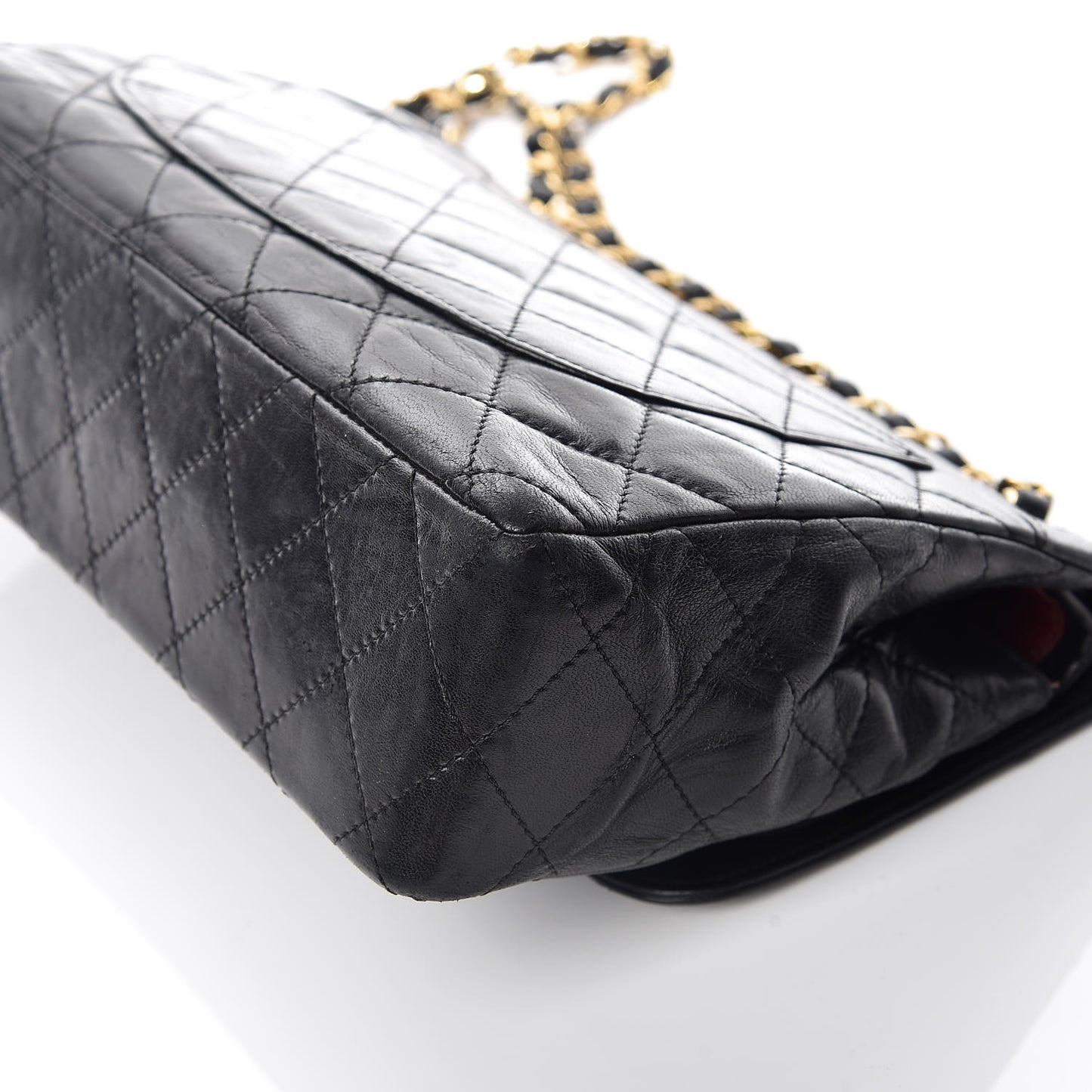 Lambskin Quilted Medium Double Flap Black