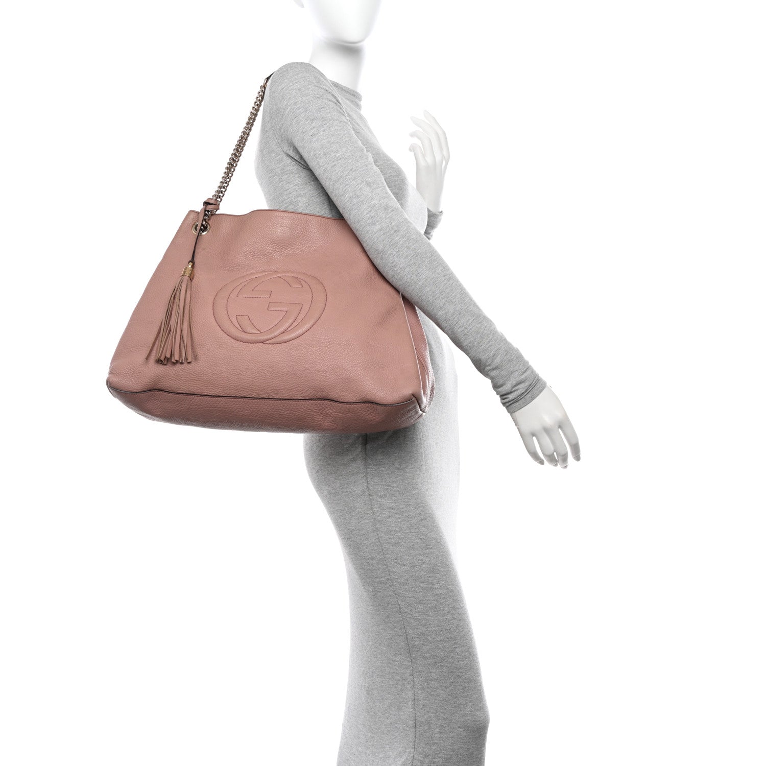 Gucci Pebbled Calfskin Large Soho Chain Shoulder Bag Dark Cipria 2 of 18