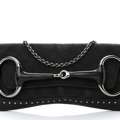 Gucci Monogram Studded Horsebit Clutch Black 8 of 23