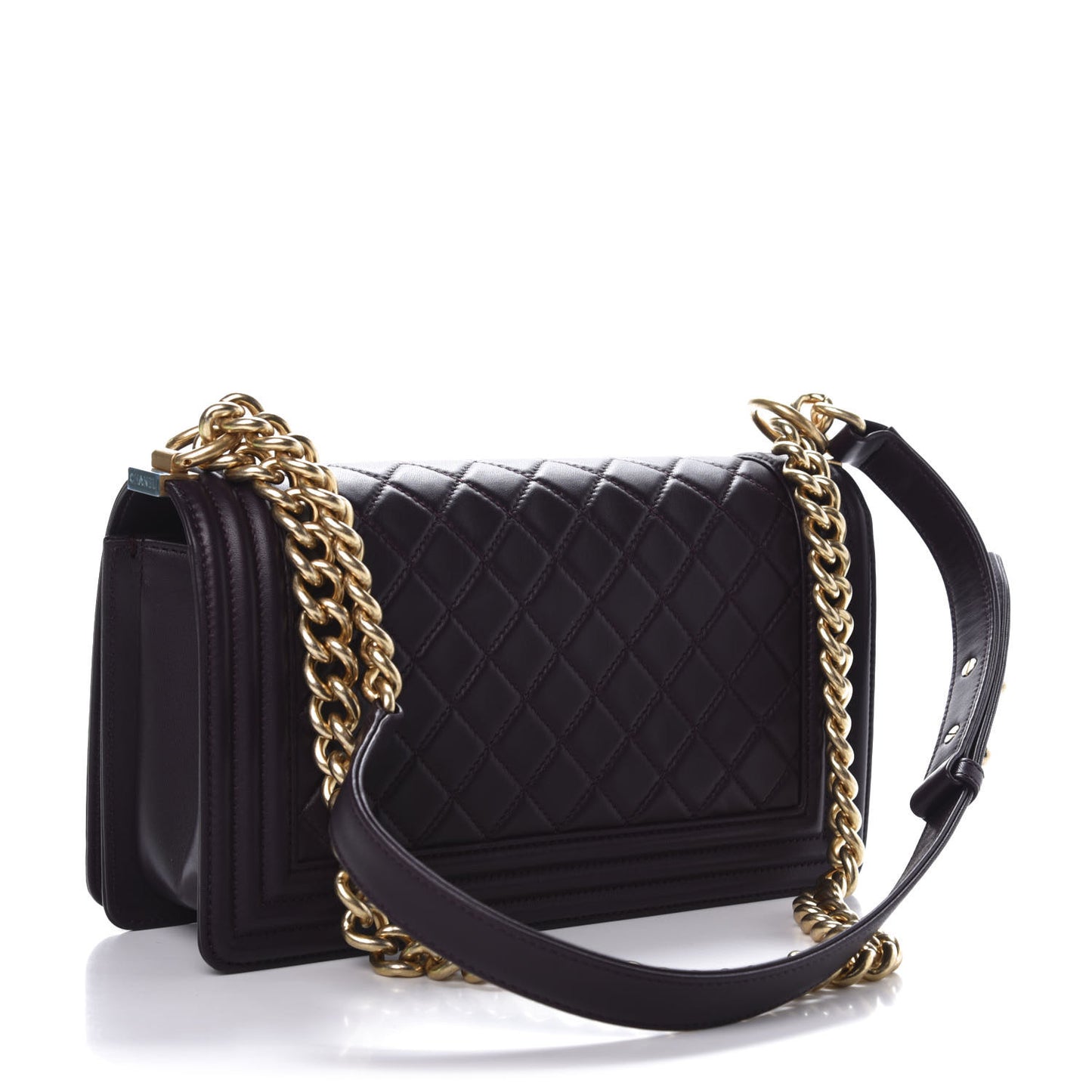 Lambskin Quilted Medium Boy Flap Purple