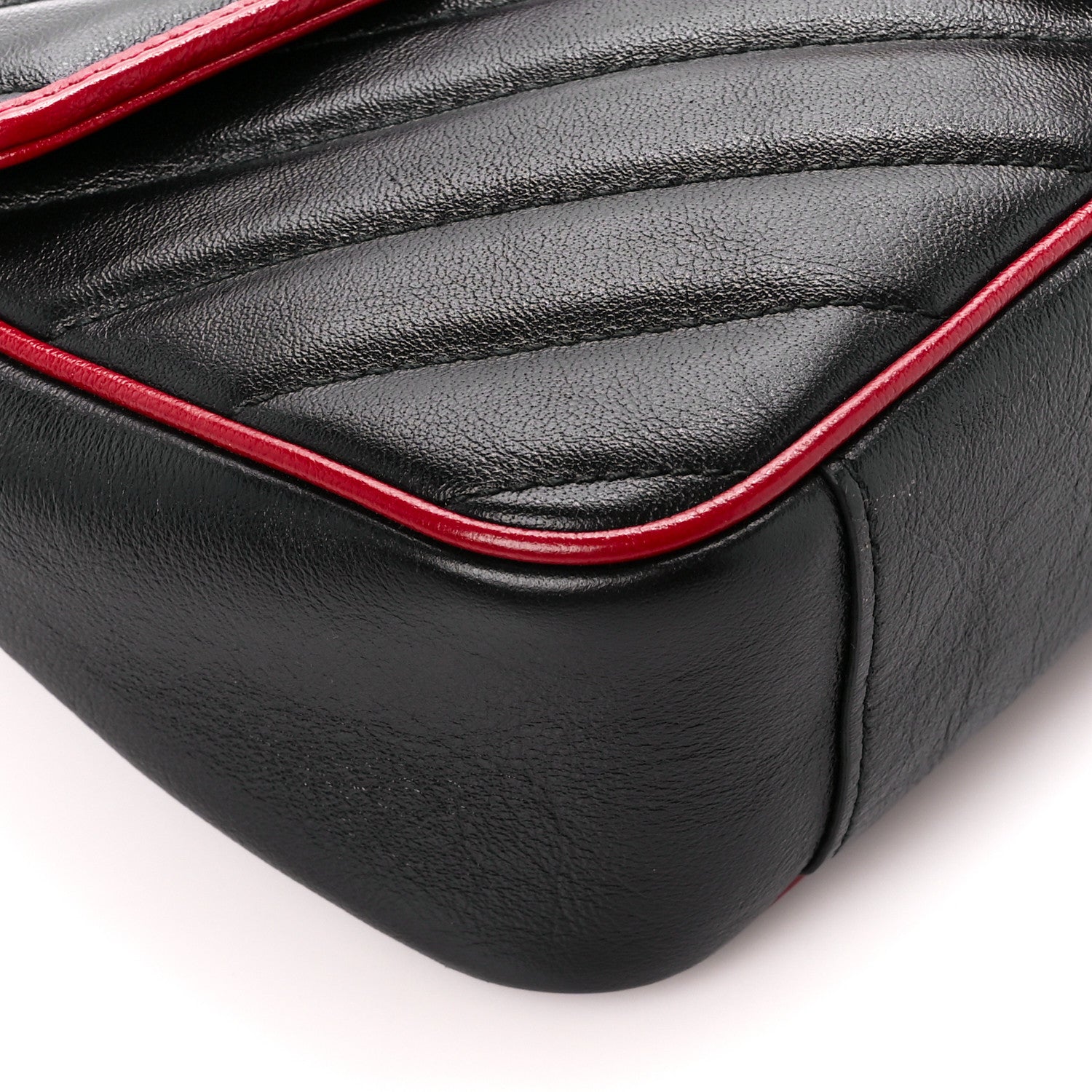 Gucci Vintage Effect Calfskin Matelasse Diagonal Small Torchon GG Marmont Shoulder Bag Black Romantic Cherry 10 of 12