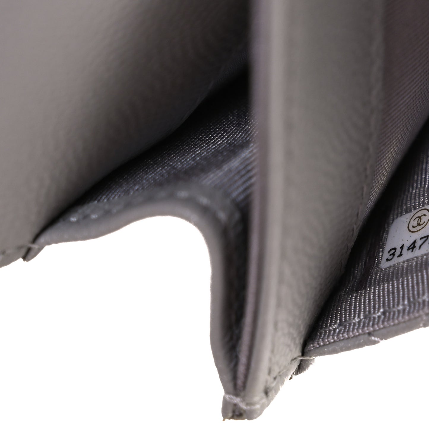 Caviar Quilted Flap Card Holder Wallet Grey