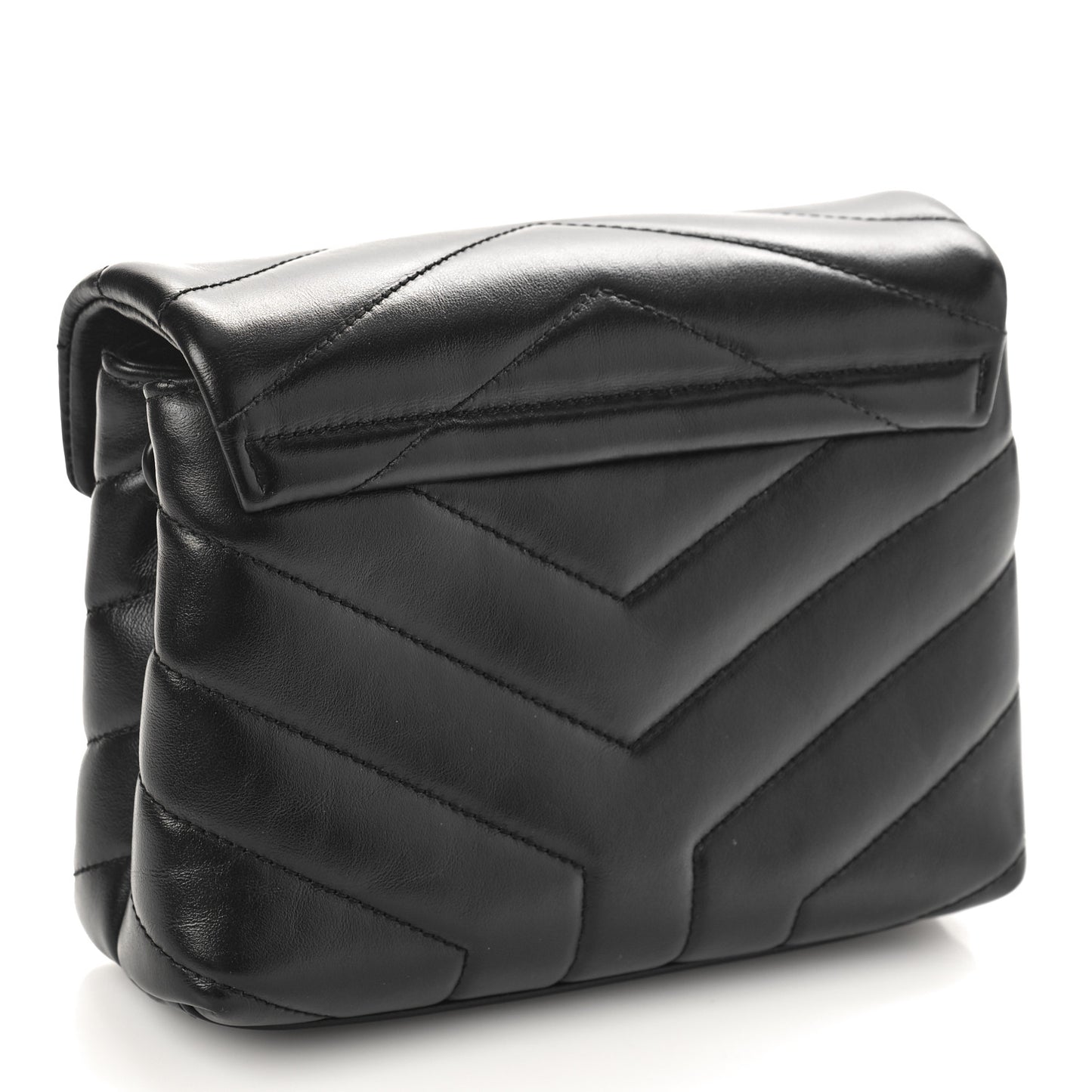 Calfskin Y Quilted Monogram Monochrome Toy Loulou Crossbody Bag Black