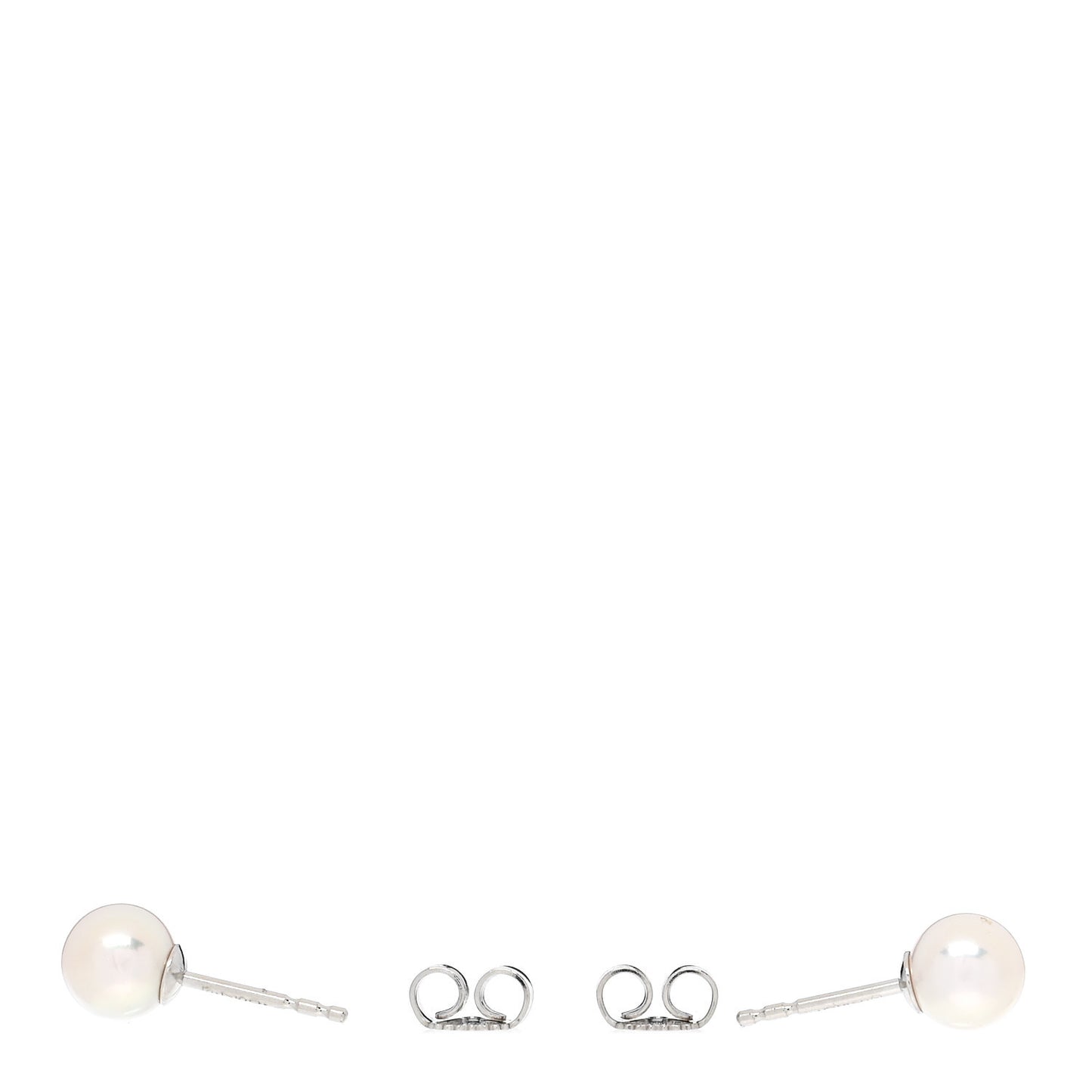 18K White Gold Akoya Cultured Pearl 6-6.5mm Stud Earrings