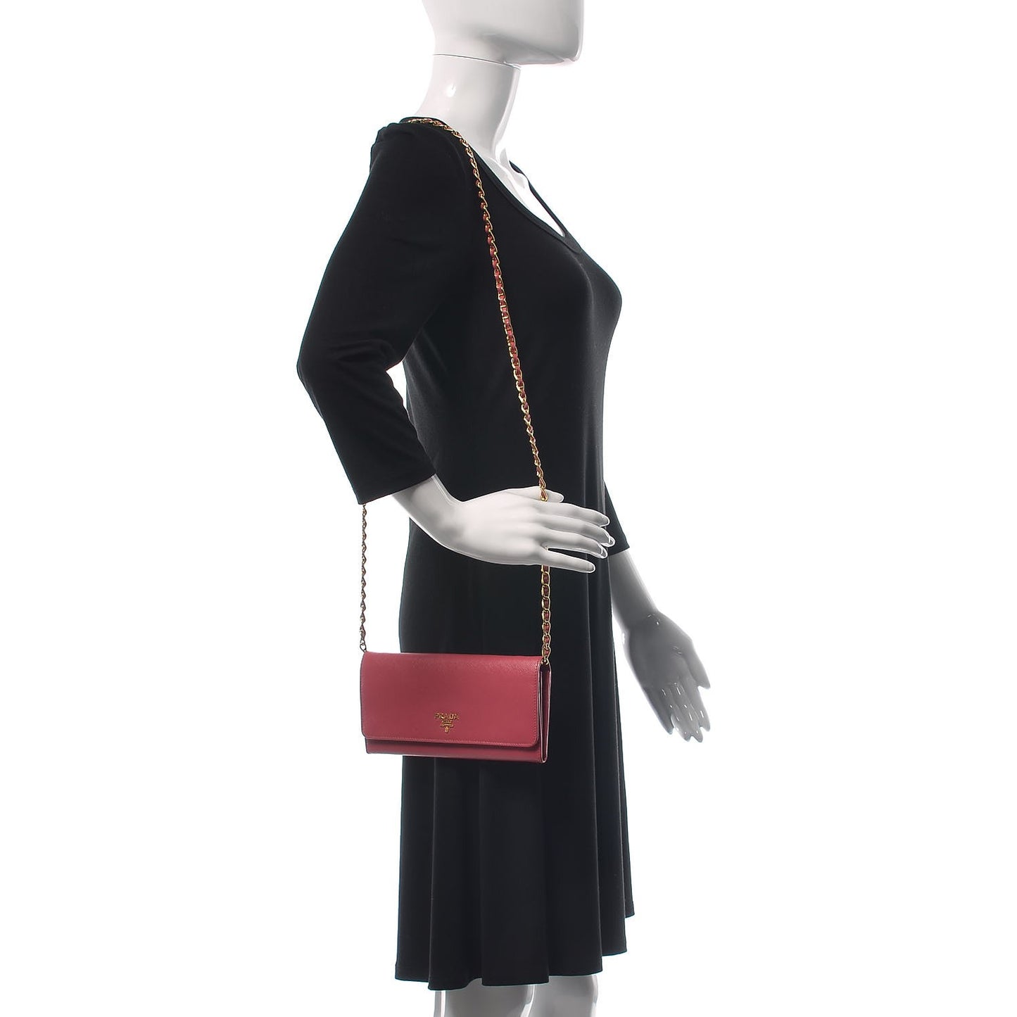 Saffiano Metal Oro Chain Wallet Peonia