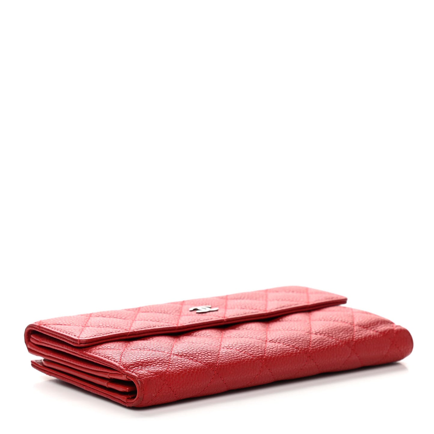Caviar Quilted CC Long Double Wallet Red