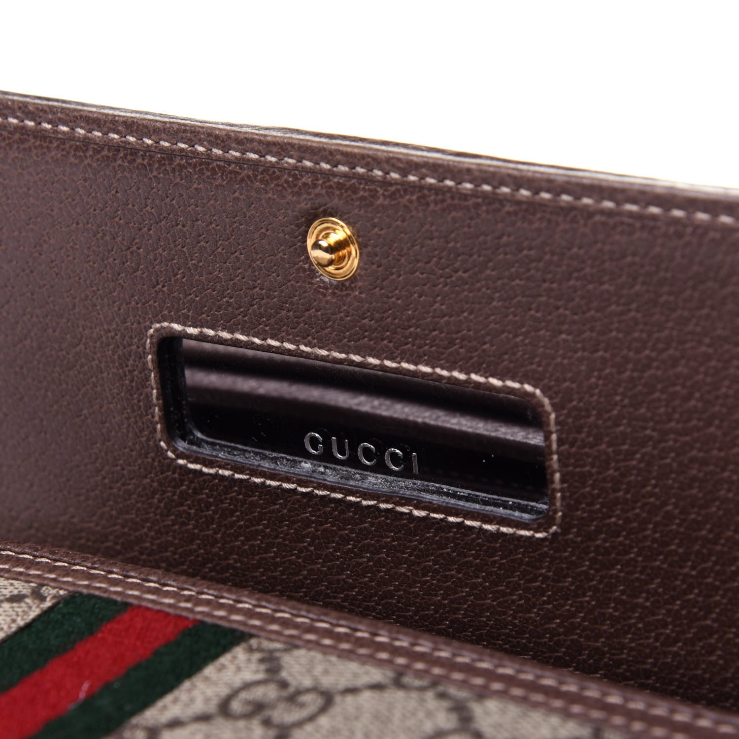 Gucci GG Supreme Monogram Web Ophidia Wallet On Chain Brown 10 of 13