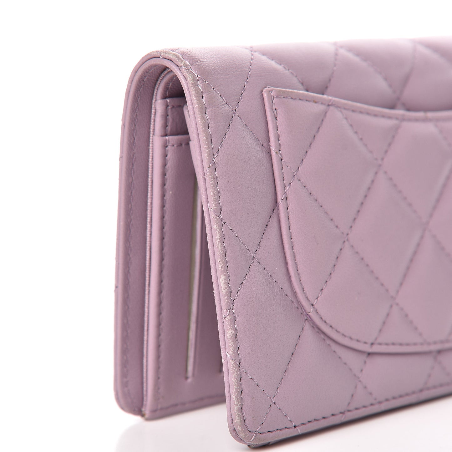 Lambskin Quilted Yen Wallet Lilac