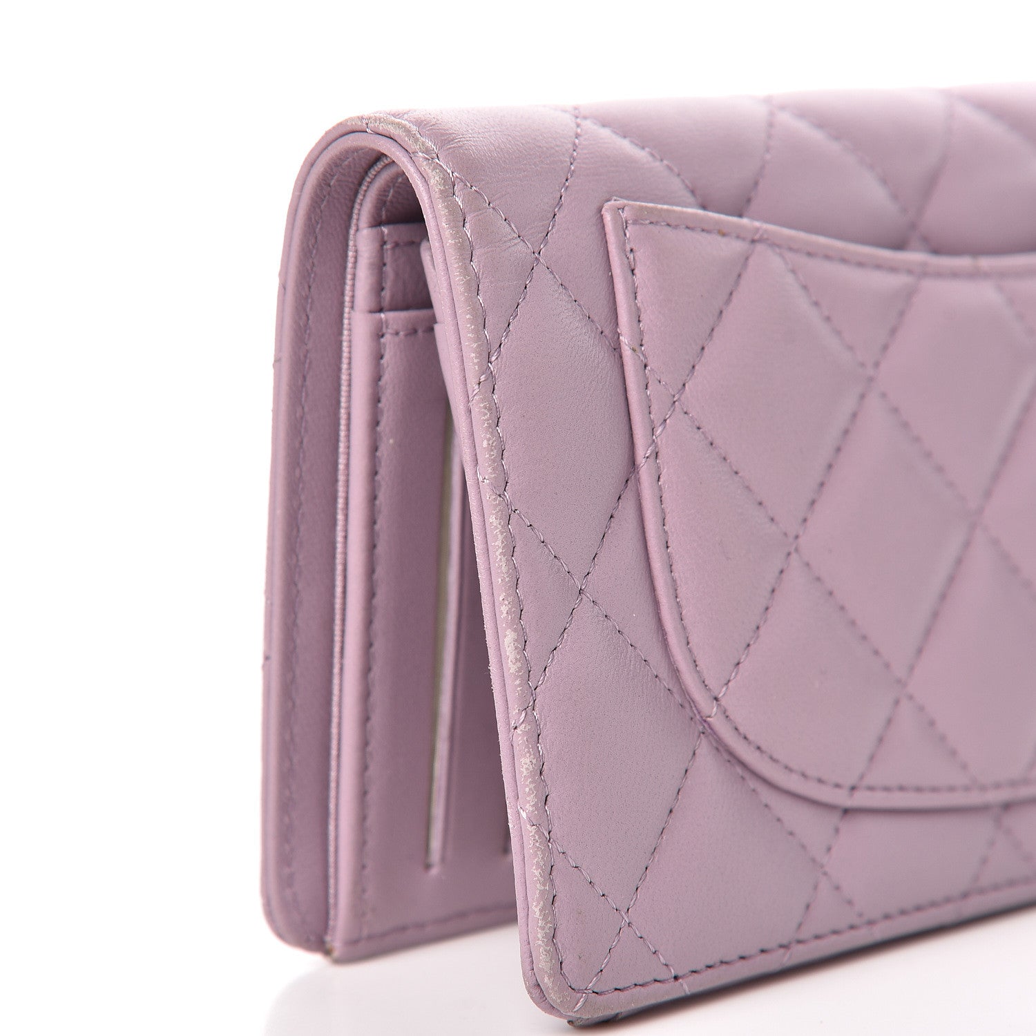 Chanel Lambskin Quilted Yen Wallet Lilac 11 of 14