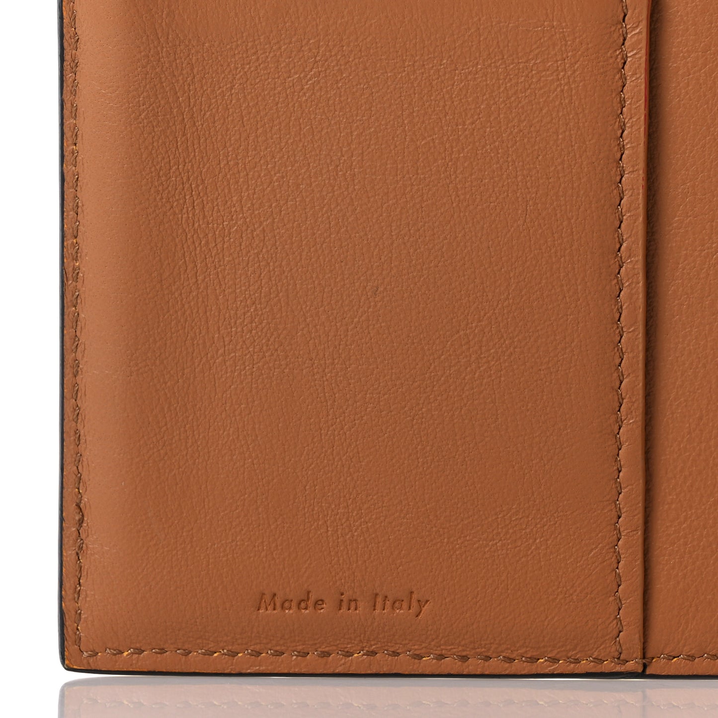 Smooth Lambskin Medium Frame Multifunction Wallet Tan Optic White