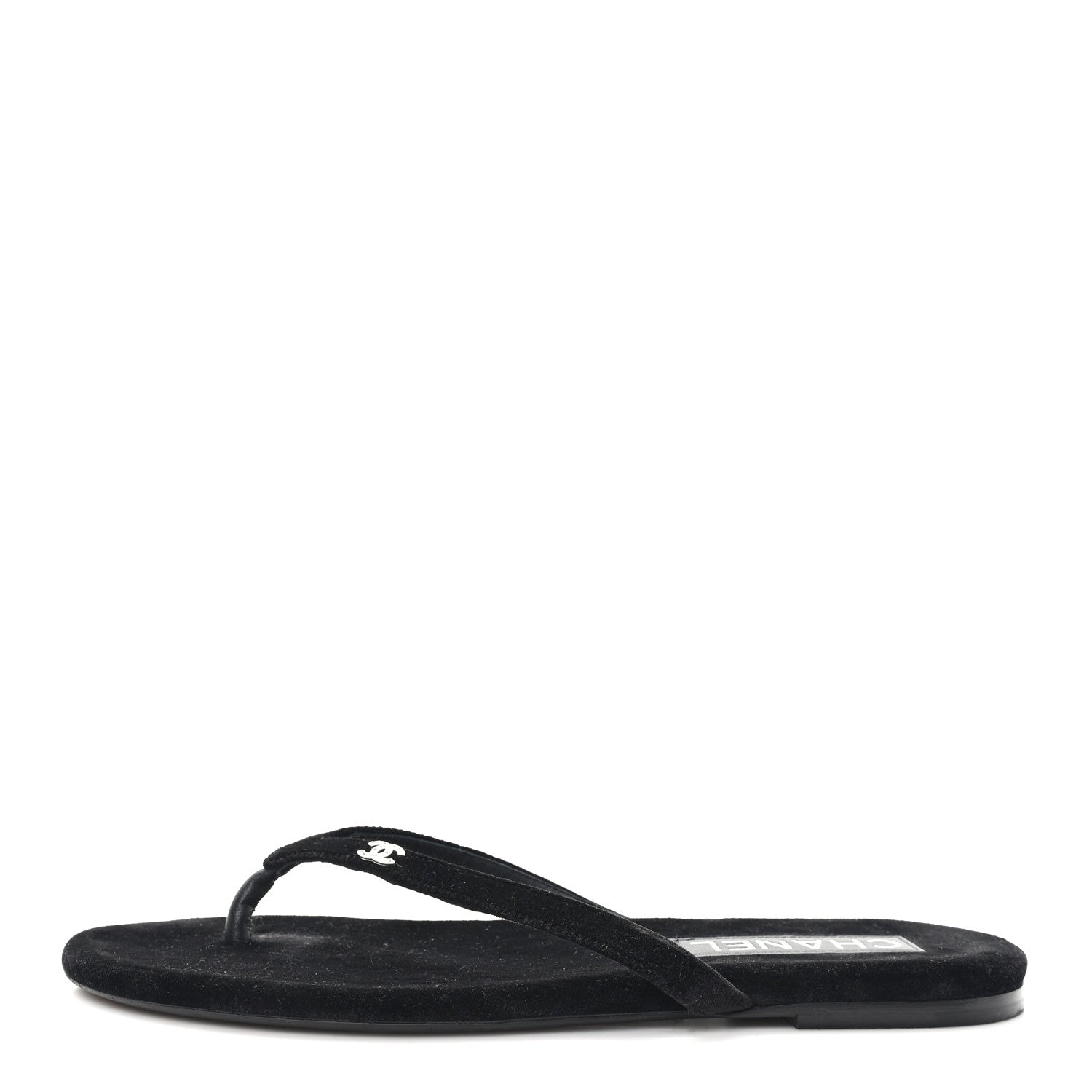 Chanel Velvet Crystal CC Thong Sandals 38 Black 1 of 9
