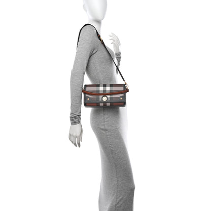 Burberry Calfskin Giant Check E-Canvas Elongated Note Crossbody Bag Dark Birch Brown 2 of 11